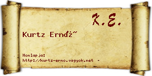 Kurtz Ernő névjegykártya