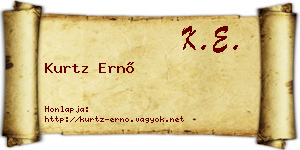 Kurtz Ernő névjegykártya